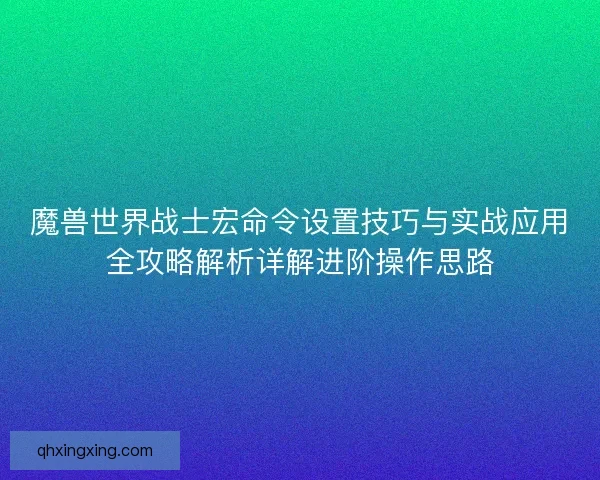 魔兽世界战士宏命令设置技巧与实战应用全攻略解析详解进阶操作思路